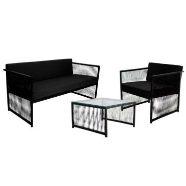 Imagem de Conjunto para Área Externa de Fibra Sintética - Poltrona Namoradeira Mesa de Centro Santiago