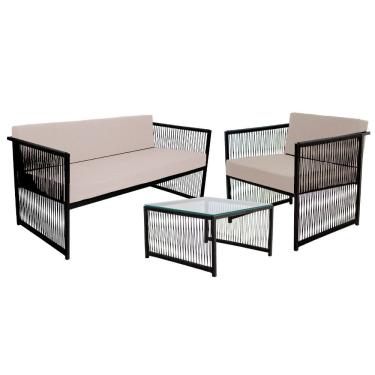 Imagem de Conjunto para Área Externa de Fibra Sintética - Poltrona Namoradeira Mesa de Centro Santiago