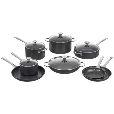 Imagem de Conjunto de Panelas e Frigideiras Antiaderentes, 13 Peças, LE CREUSET TNSP0013, Preto