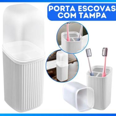 Imagem de Porta Pasta De Dente E Escovas Organizador Com Tampa Moderno - Usual U