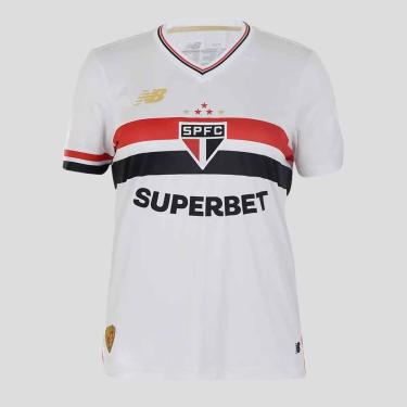 Imagem de Camisa Feminina NB Torcedor Home SPFC 2025 C/P, Feminina, Branco/Vermelho/Preto, P