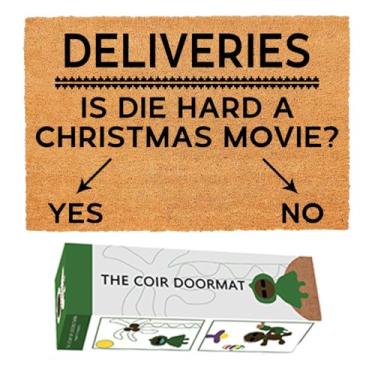 Imagem de Funny Coir Doormat is Die Hard a Christmas Movie Front Door Entryway Mat with Heavy Duty Front Porch Decor Patio Rugs Welcome Entry Natural Coconut Brown Mat Novelty Gift Mat 60 x 40 cm
