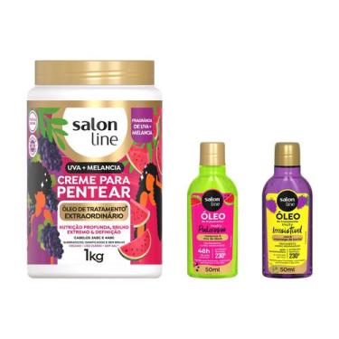 Imagem de Kit Mix de Melancia e Uva com Creme para Pentear e 2 Óleos Reparador -