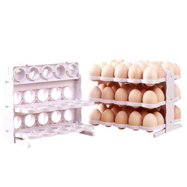 Imagem de Porta Ovos Suporte 60 Ovos 3 Andares Organizador Mesa Bancada Geladeir