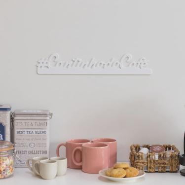 Imagem de Placa Decorativa Cantinho do Café Aramado Branco