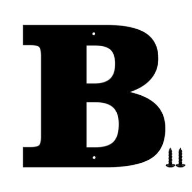 Imagem de Números e letras de casa de metal moderno - revestimento preto à prova de intempéries, ideal para decoração de jardim, porta e caixa de correio, com kit de unhas de fácil instalação (12,7 cm, B)