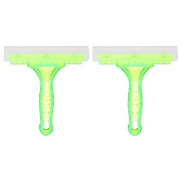 Imagem de HARFINGTON 2 rodos de rodo de chuveiro com lâmina de água automática de 15 cm de comprimento com alça antiderrapante para limpador de janela de para-brisa de carro, porta de vidro, verde claro