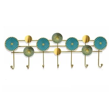 Imagem de esmen Cabide redondo de ferro forjado montado na parede, suporte de secagem de parede dimensional de três cores, cabide de gancho para casaco, chapéu, toalha, bolsa