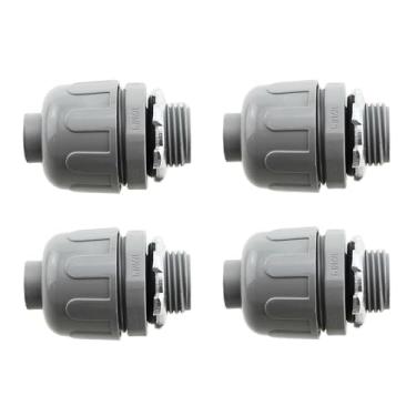 Imagem de RLECS 4 peças de nylon cinza 6 plástico 180 graus conector de conduíte reto 1/2 polegada acessórios líquidos apertados caixa elétrica encaixe de duto adequado para edifícios HVAC iluminação externa