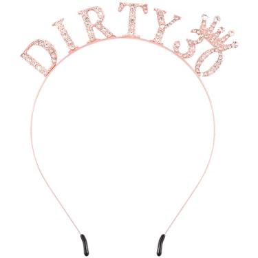 Imagem de Atoden Decorações de aniversário de 30 anos para ela – Faixa de cabeça Dirty 30, tiara de princesa em ouro rosa, coroa de rainha, presentes e lembrancinhas de festa, acessórios felizes para mulheres e