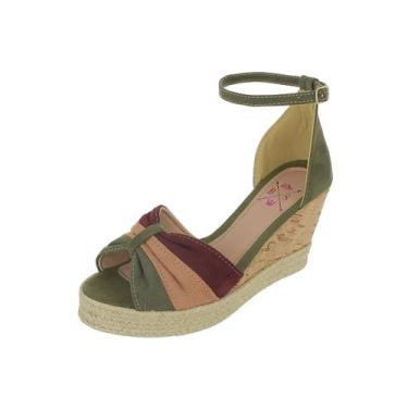 Imagem de Sandália Feminina Trançada Anabela Verde Bellinda Shoes, Verde militar