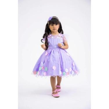 Imagem de Vestido Marie Jardim Encantado Isis Luxinho Lilas c/ apliques de flore