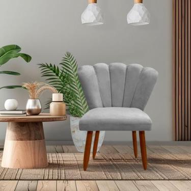 Imagem de Poltrona Cadeira Pétala Penteadeira - Dritex, Veludo Cinza