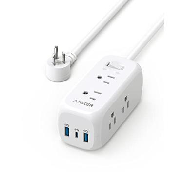 Imagem de Anker Régua De Energia Usb C 332, Cabo De Extensão De 10 Pés, Protetor Contra Surtos Com 300 J, 6 Tomadas, Extensor De Tomada De 3 Lados, Projetado Para Iphone 15/15 Plus/15 Pro/15 Pro Max, Ideal Pa