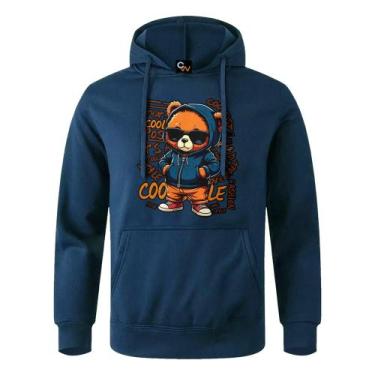 Imagem de Moletom Canguru Blusa De Frio Estampada Urso Fashion Cool Casaco Mascu