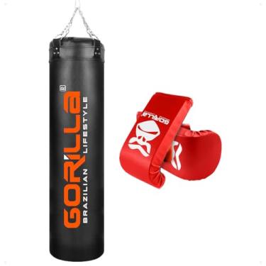 Imagem de Kit Luta Saco de Pnacada boxe Muay Thai 160Cm + Luva Treino Bate Saco Equipamento Original Gorilla