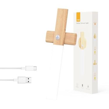 Imagem de AVEKI Luz noturna com sensor de movimento para ambientes internos operados por bateria, luminária magnética removível de parede, recarregável, sem fio, mini lâmpada portátil para quarto, escada