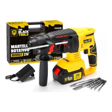 Imagem de Martelete Rotativo Rompedor Furadeira De Impacto Brushless A Bateria 21v Com Ponteiras E Brocas Tch21b The Black Tools 110v/220v