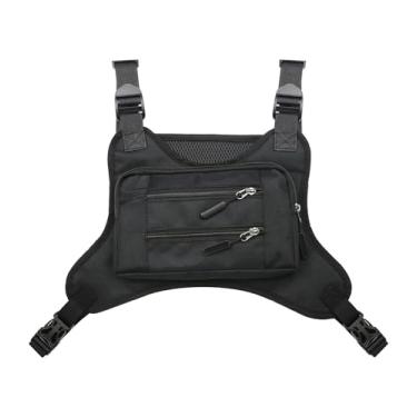 Imagem de Bolsa esportiva masculina, resistente à água, mochila de corrida para exercícios, camiseta leve de corrida para treino, corrida e ciclismo com suporte para celular e armazenamento extra, Preto, One