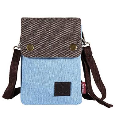 Imagem de Dlames Bolsa de lona pequena e fofa transversal para celular com alça de ombro para iPhone 15 Pro 14 Pro 13 Pro Galaxy S23 S22 S21 Google Pixel 5 4 3 - Azul