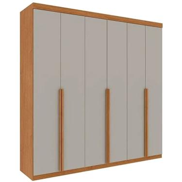 Imagem de Guarda Roupa Joinville Casal 6 Portas 4 Gavetas Tcil Cor Cinamomo Off White