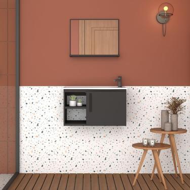 Imagem de Gabinete Para Banheiro Com Lavatório E Espelho Em Aço Caju Preto