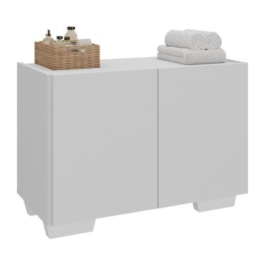 Imagem de Gabinete Armário De Banheiro 62,5cm 2 Portas Com Pés Multimóveis Mp5046 Branco Branco