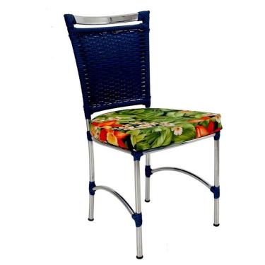 Imagem de Cadeira Em Alumínio E Fibra Sintética Jk Cozinha Edícula Azul Dark E Branco Desenhado