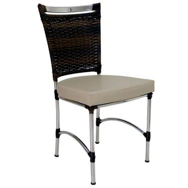 Imagem de Cadeira Em Alumínio E Fibra Sintética Jk Cozinha Edícula Pedra Ferro E Nautico Bege