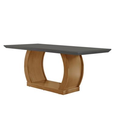 Imagem de Mesa de Jantar Milena Retangular com Tampo de Vidro 4mm em MDF 180cm Grafite Imbuia Est...