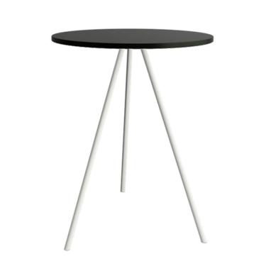 Imagem de Mesa Lateral Gabriela Branca Tampo De Madeira Preto