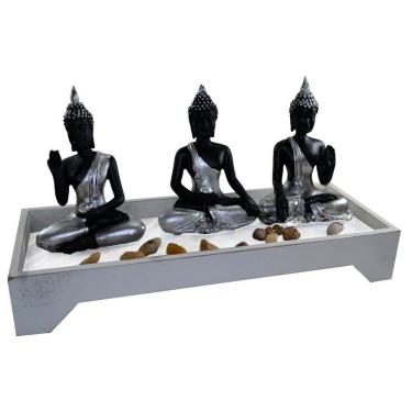 Imagem de Terrário Bandeja Areia Altar Jardim Zen Decorativo Meditação Madeira 13cm