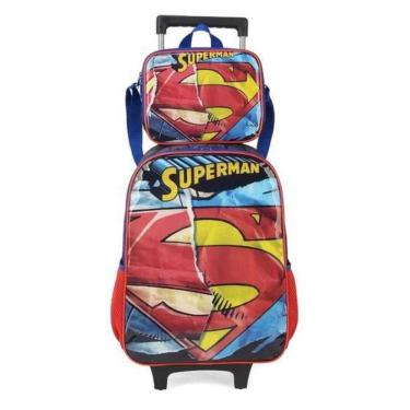 Imagem de Kit Mochila Rodinha Lancheira Superman Herói Luxcel