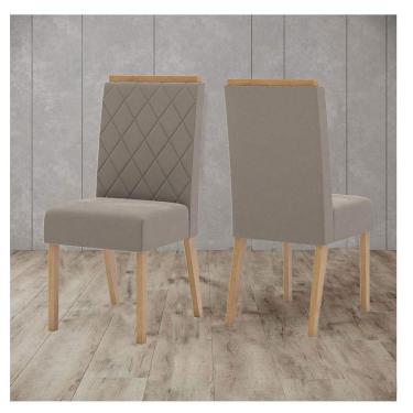 Imagem de Cadeira Para Mesa De Jantar Ambiente Nina Kit 2 Peças Nature Marrom Amêndoa - Henn