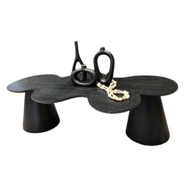 Imagem de Mesa De Centro Cone Orgânica Splash 120x65 Cm Tampo ébano Base ébano Cor Preto