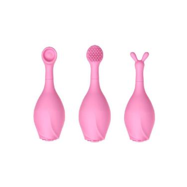 Imagem de Vibrador Recarregável Com 4 Capas Massageadoras - Sex Massager Dibe - Rosa