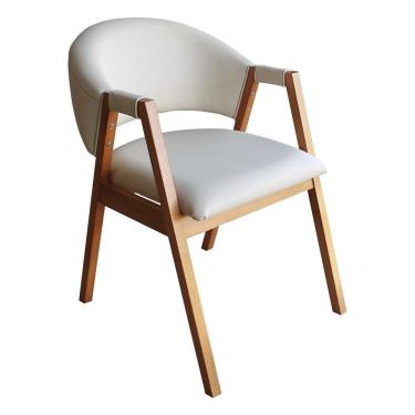 Imagem de Cadeira Olivia Em Madeira Maciça De Eucalipto Verniz Imbuia Rust Factor Marrom - Branco