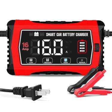 Imagem de Hiyiton Carregador De Bateria 16 A, 6 V, 12 24 Lítio Lifepo4, Chumbo-Ácido, Manutenção Automotiva Inteligente Para Carro, Suv, Motocicleta, Barco, Cortador Grama