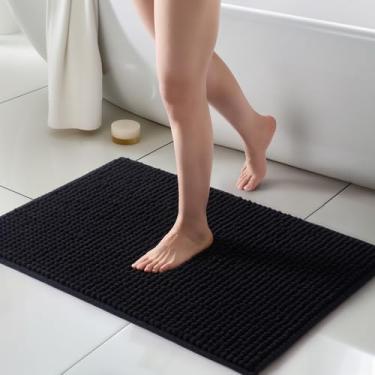 Imagem de FRESHMINT Tapetes de banheiro de chenille grossos 61 cm x 91 cm, tapete de banheiro antiderrapante para piso de banheiro, acessórios de decoração de banheiro macios grandes, tapete de chuveiro fofo