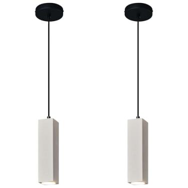 Imagem de ADCTHOME Luminária Pendente Linear De Concreto, Industrial Led Moderna Cimento Para Cozinha, Ilha, Sala Jantar, Quarto, Mesa Cabeceira, Luzes Pequenas (Pacote Com 2)