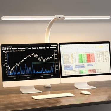 Imagem de SKYLEO Luminária De Mesa Led Para Escritório Doméstico - Lâmpada Arquiteto Com Braçadeira Monitor Computador, Controle Toque, 5 Cores, 24 W, 2400 Lm, Função Memória, Branca