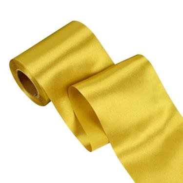 Imagem de Simplegoal Fita de cetim dourada de 10 cm 25 metros de tecido grande fita de seda para embrulho de presente kit de cerimônia de corte grande abertura cadeira faixa mesa cabelo carro laços costura