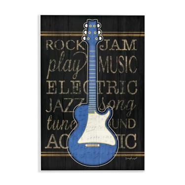 Imagem de Stupell Industries Design de arte de parede com motivo de guitarra elétrica azul por Jennifer Pugh, 25 x 38 cm