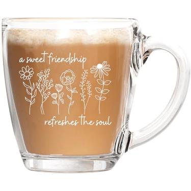 Imagem de Glassicle Presentes cristãos para mulheres – Uma doce caneca de amizade para melhor amiga ou irmã – xícara de chá de cerâmica baseada na fé com design floral – Presente de aniversário fofo, citação