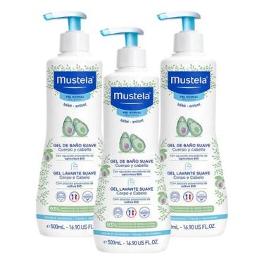 Imagem de Kit 3 Und Gel Lavante Suave Mustela Bebê Corpo e Cabelo 500ml