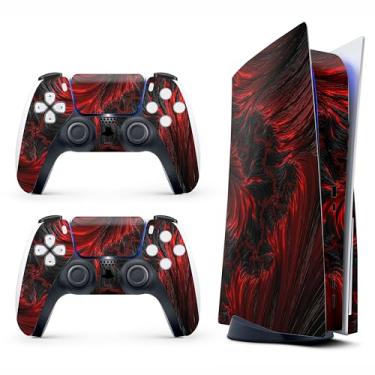 Imagem de HK Studio Capa Adesiva para PS5 - Blood Hell, Compatível com Edição de Disco e Digital, 2 Capas de Controle e Console, Sem Bolhas, Proteção Total, Impermeável, Removível - Vermelha