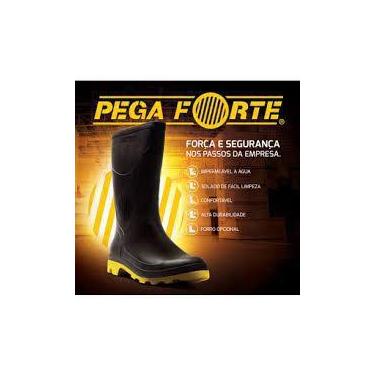 Imagem de Bota Borracha Galocha Cano Médio Pega Forte Preta com Sola Amarela Sem