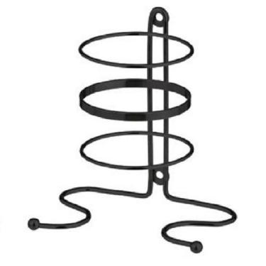 Imagem de Porta Secador de Cabelo Organizador Banheiro Suporte de Parede Preto -