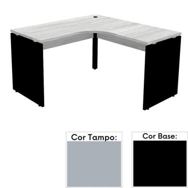 Imagem de Mesa de Escritório em L Pé Painel PE25 em MDP 155 x 155 x 60 cm Cinza com Base Preta