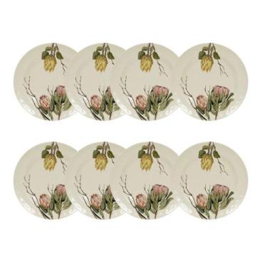 Imagem de Jogo Prato Raso Melamina Plástico Jantar 28cm 8 Uni Decorado - Florart